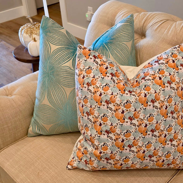 ELLERY LAGOON CUT VELVET PILLOW COVER, 22"X22" FINISHED SIZE , HIDDEN ZIPPER