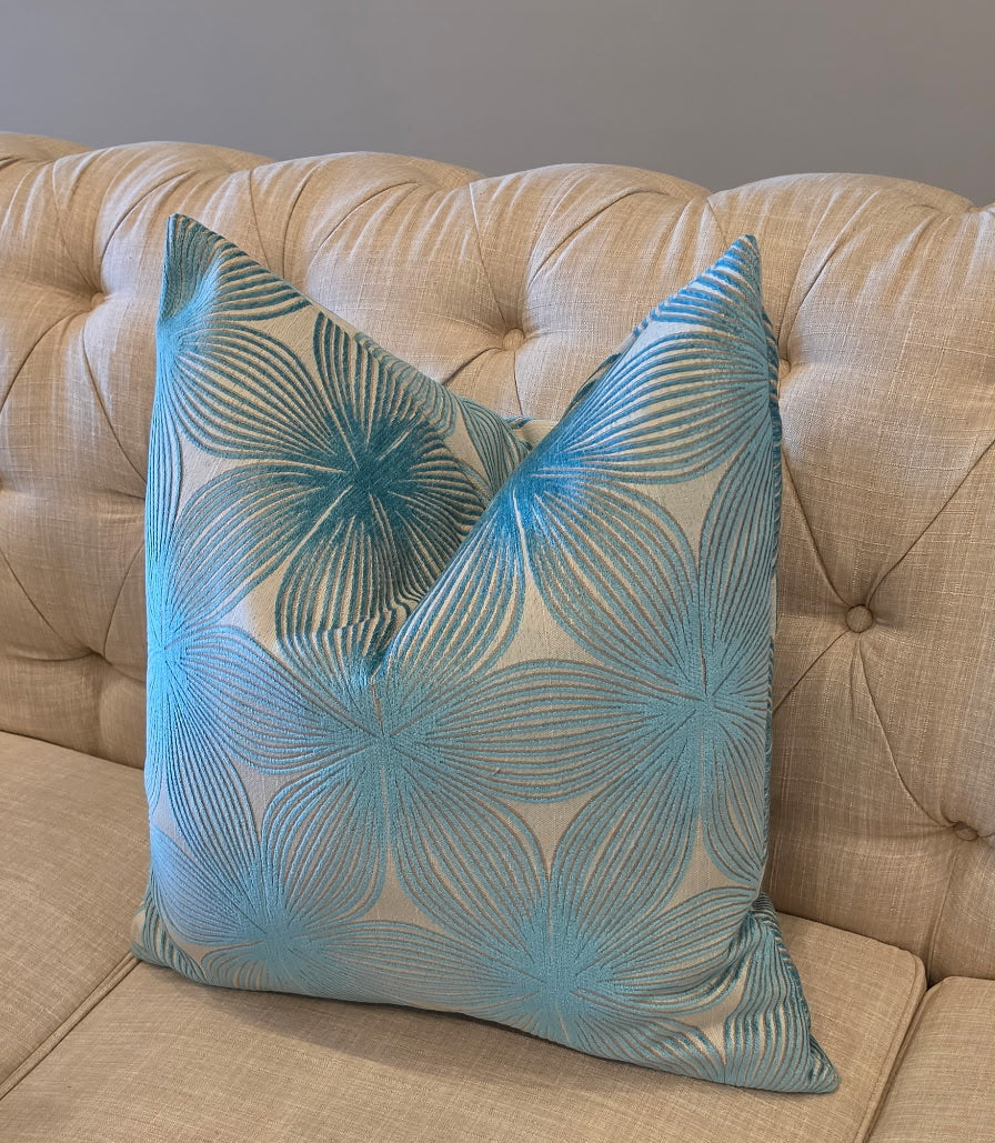 ELLERY LAGOON CUT VELVET PILLOW COVER, 22