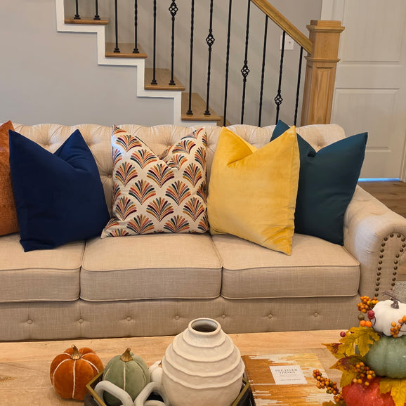 MUSTARD YELLOW  VELVET PILLOW COVER, 22
