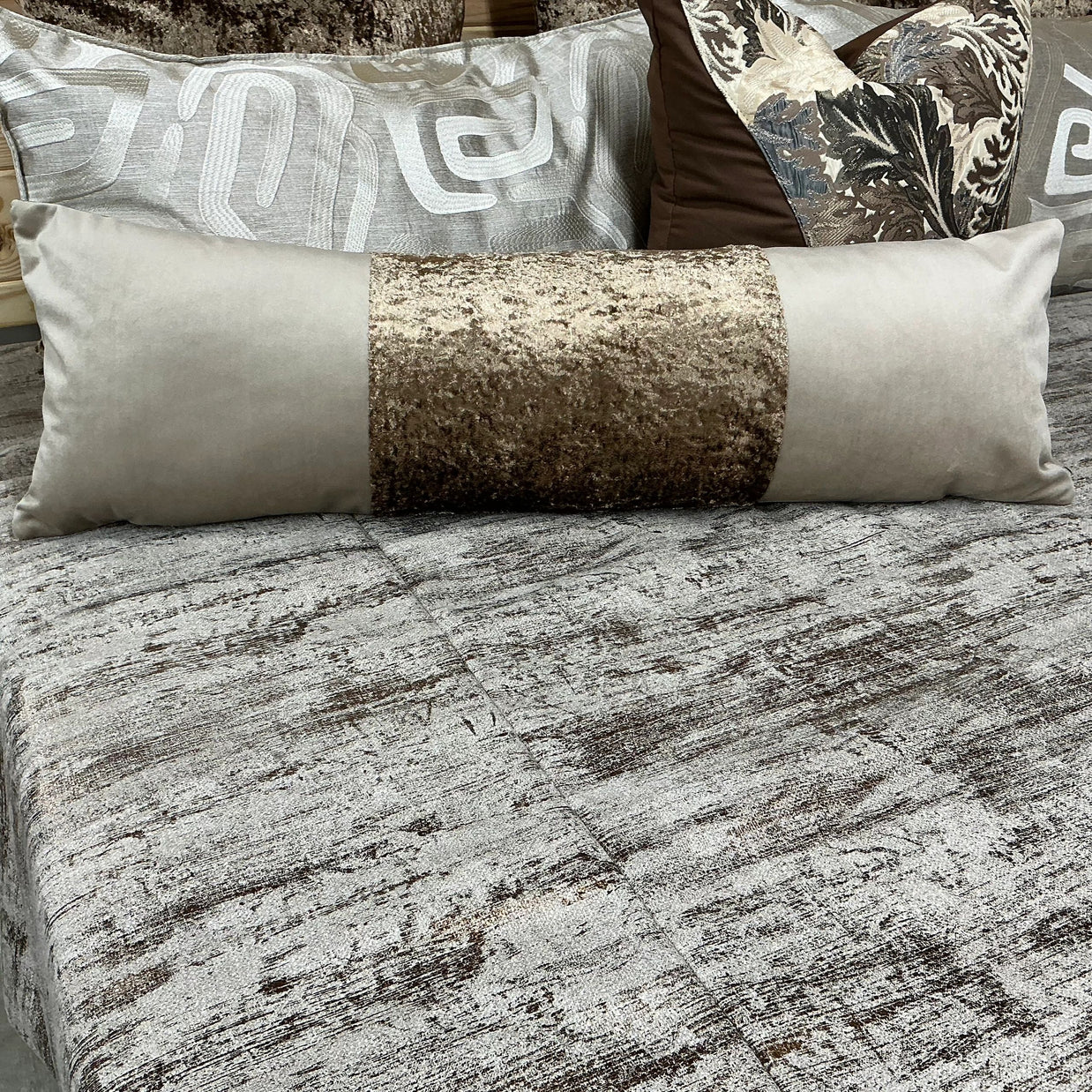 Truffle Double Velvet Bolster Pillow