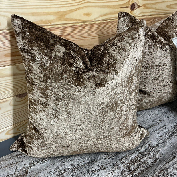Truffle Crushed Velvet Euro Sham Pillow Cover