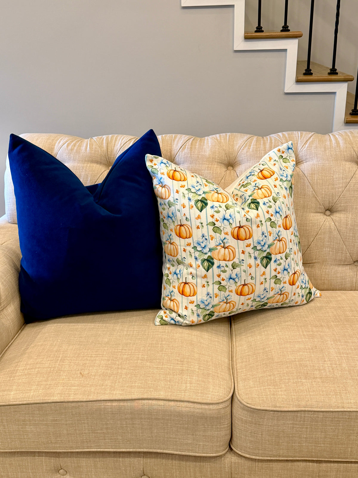 BLUE VELVET PILLOW COVER, 22