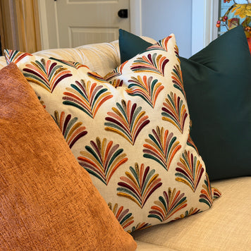 FALL EMBROIDERED FAN PILLOW COVER, 22