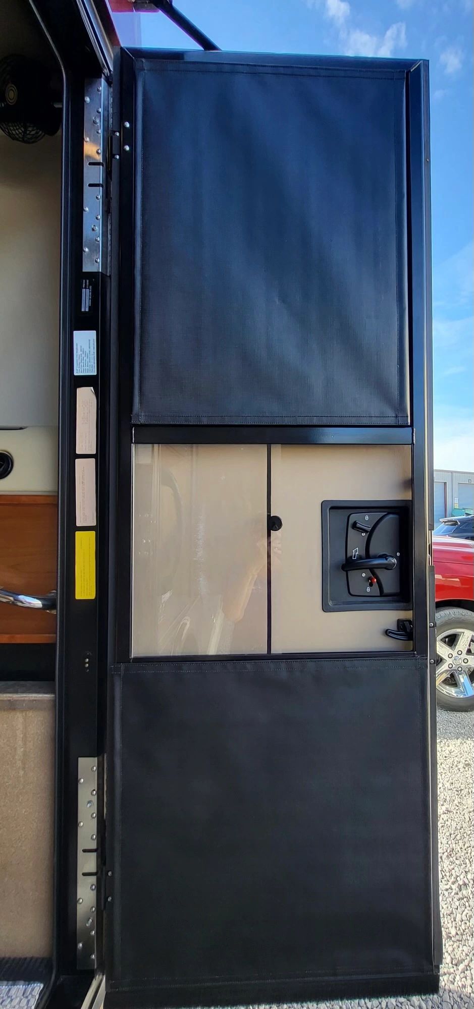 Flat RV door shade per panel